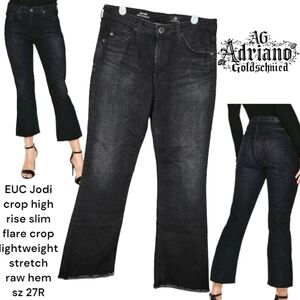 AG Adriano Goldschmied Black Jodi Slim Flare High Rise Raw Hem Stretch Women 27